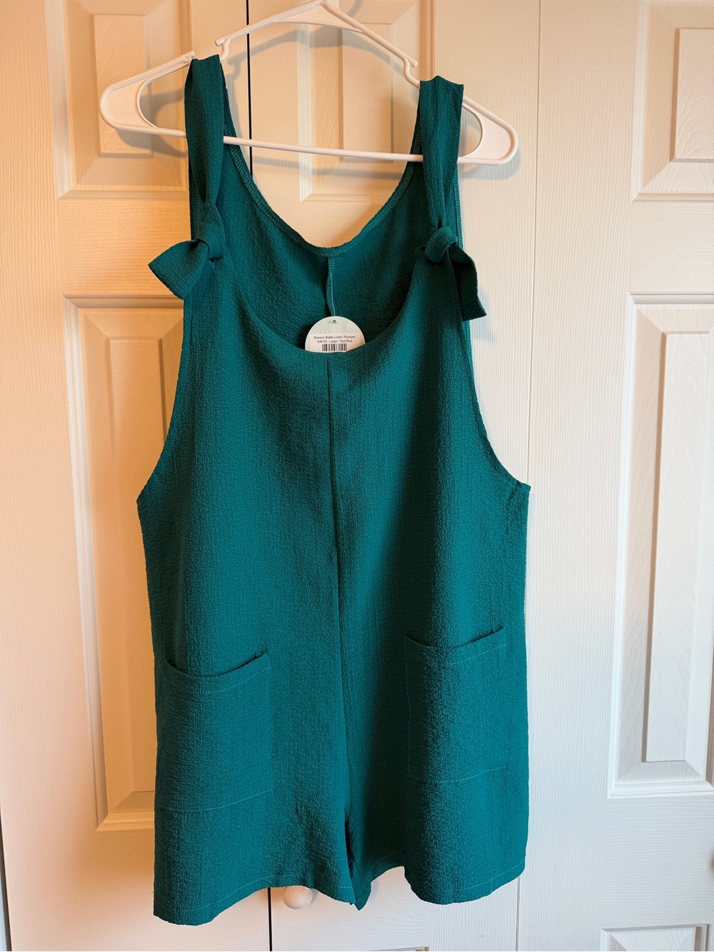 Teal Romper with Shoulder Ties